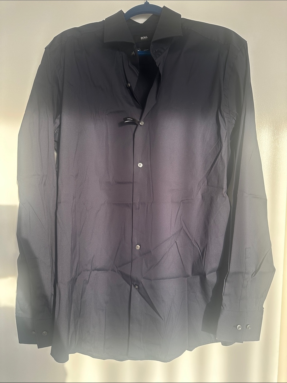 BOSS Men's Button-Up Shirt in Navy Blue
